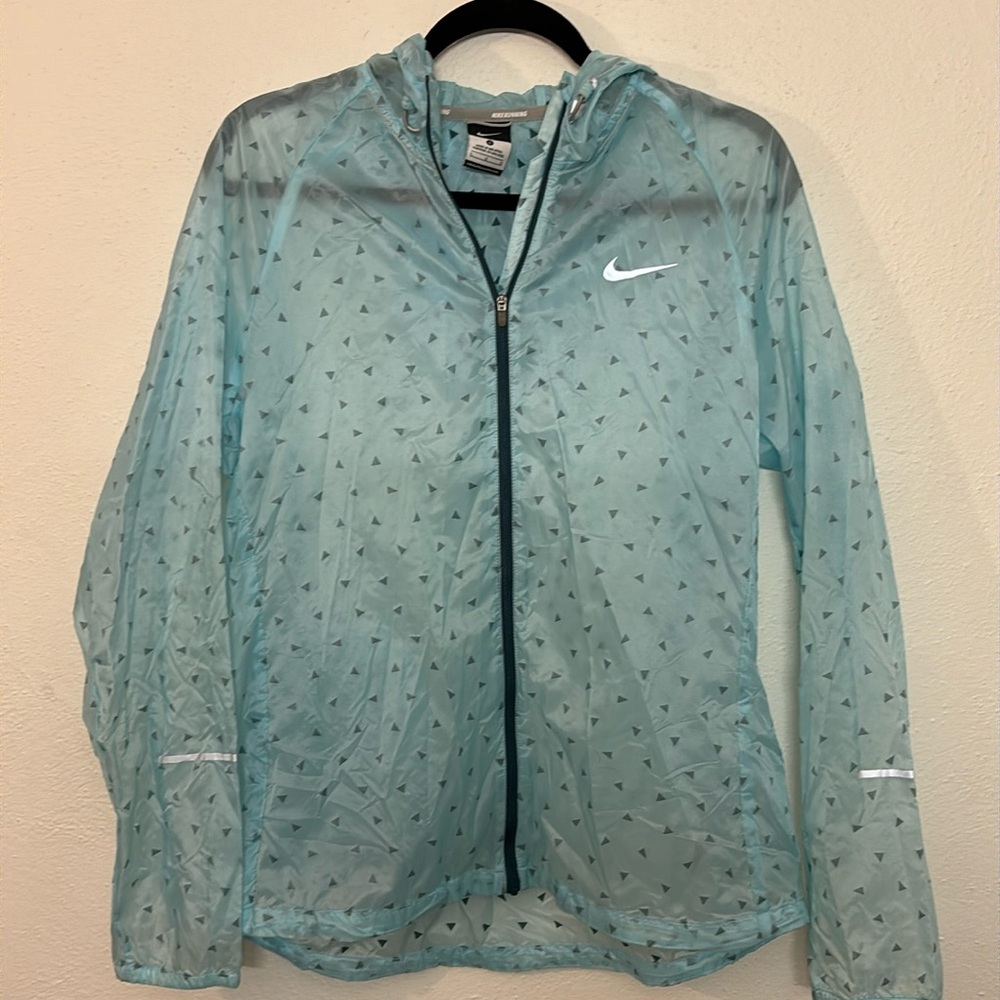 Nike Teal Hooded Running Jacket with Reflective Swoosh
